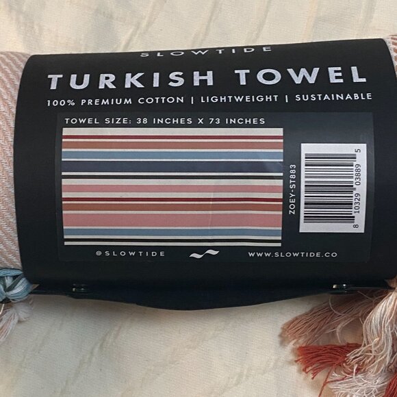 Slowtide Zoey Turkish Towel 100% Cotton Multicolor Stripe Grab-and-go Beach - Picture 6 of 10